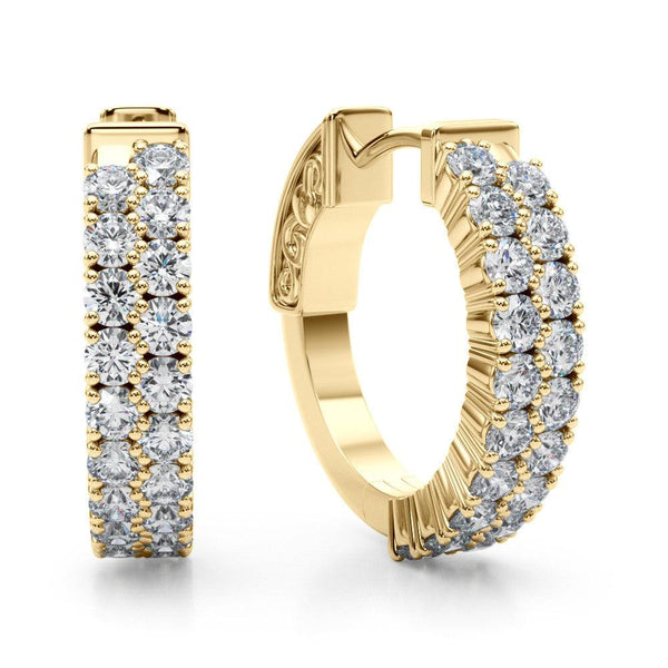 Round Double Row Diamond Hoop Earrings