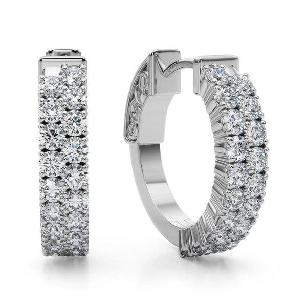 Round Double Row Diamond Hoop Earrings