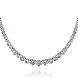 Round Progressive Diamond Half Riviera Necklace