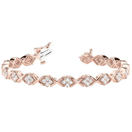 Round Diamond Cluster XO Bracelet