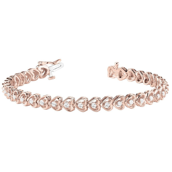 Round Diamond Heart Tennis Bracelet