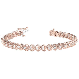 Round Diamond Heart Tennis Bracelet