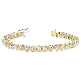 Round Diamond Heart Tennis Bracelet