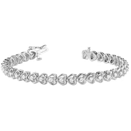 Round Diamond Heart Tennis Bracelet