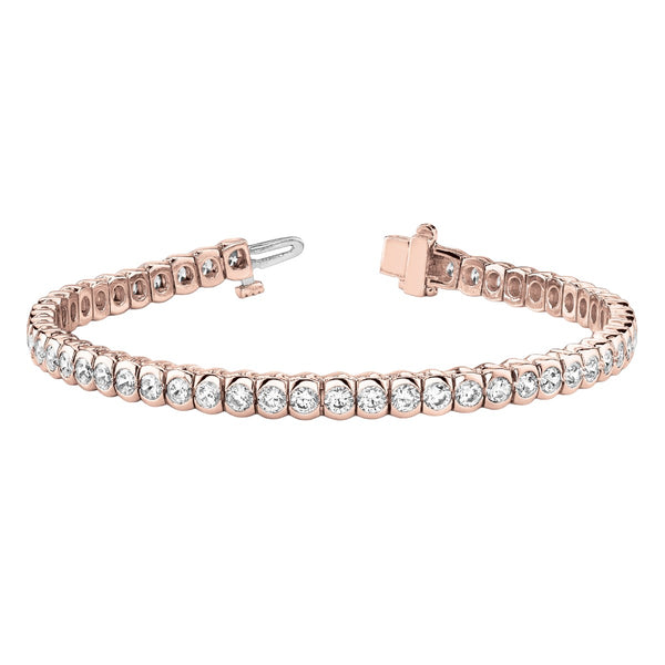 Round Rub Over Diamond Tennis Bracelet