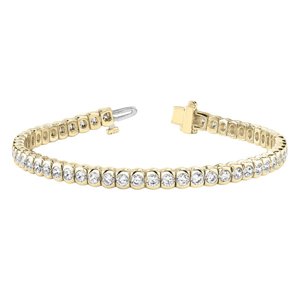 Round Rub Over Diamond Tennis Bracelet