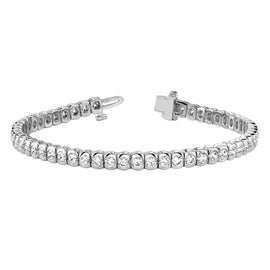 Round Rub Over Diamond Tennis Bracelet