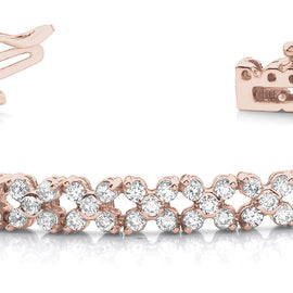 Round Floral Diamond Tennis Bracelet