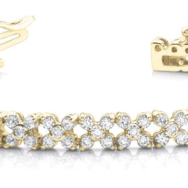 Round Floral Diamond Tennis Bracelet