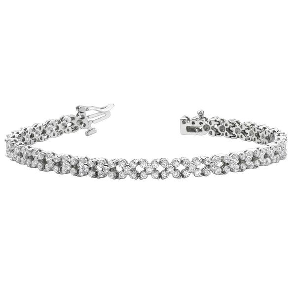 Round Floral Diamond Tennis Bracelet