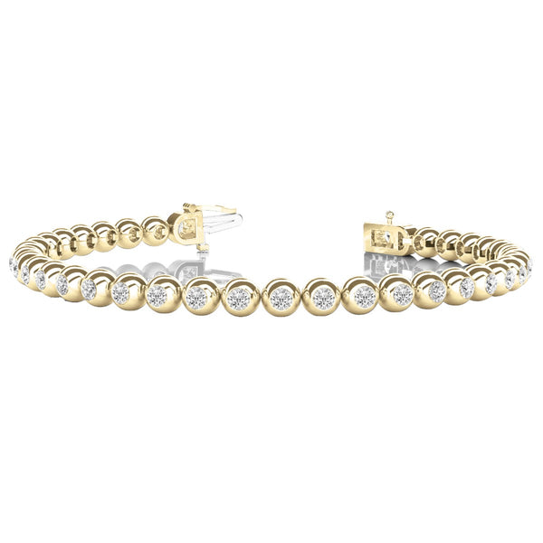 Round Rub-Over Diamond Tennis Bracelet