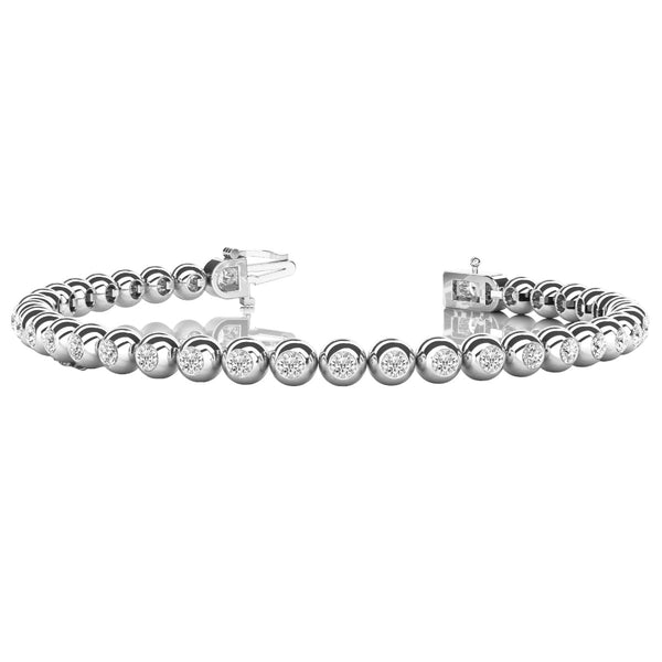 Round Rub-Over Diamond Tennis Bracelet