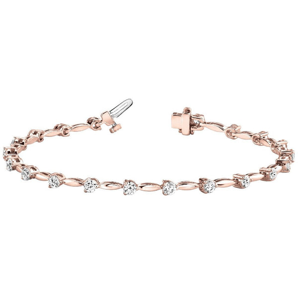 Round Diamond Tennis Bar Bracelet