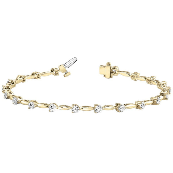 Round Diamond Tennis Bar Bracelet