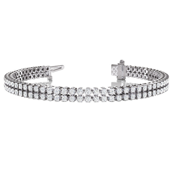 Round Diamond Double Row Tennis Bracelet