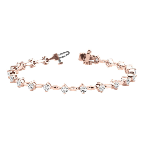 Round Diamond Bar Link Bracelet