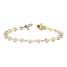 Round Diamond Bar Link Bracelet