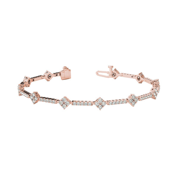 Round Diamond Cluster Tennis Bracelet