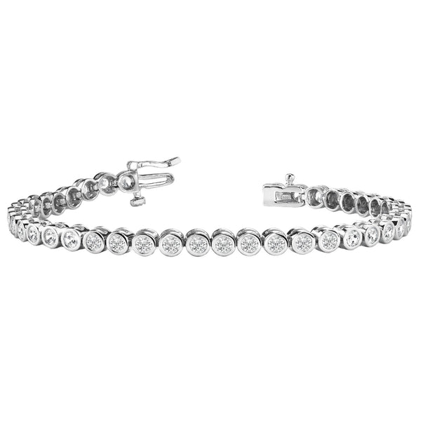 Round Rub-Over Diamond Tennis Bracelet