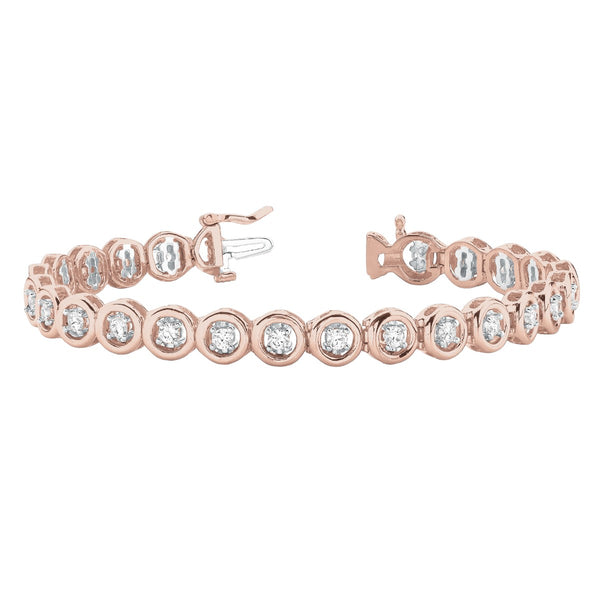 Round Diamond Tennis Bezel Bracelet