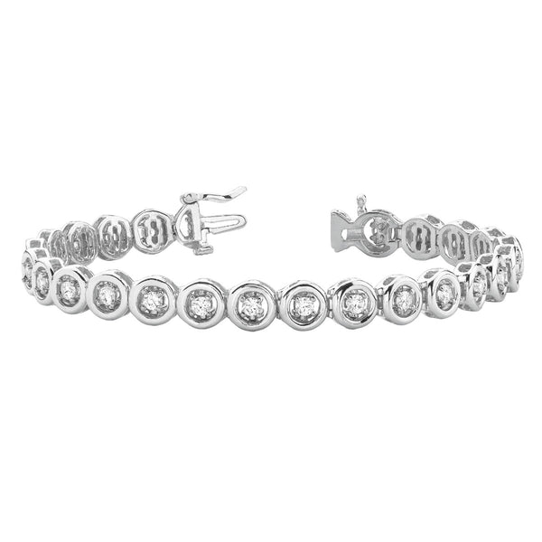 Round Diamond Tennis Bezel Bracelet