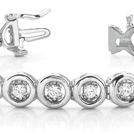 Round Diamond Tennis Bezel Bracelet