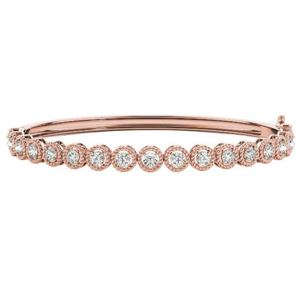 Round Diamond Twisted Knot Bezel Bangle