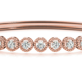 Round Diamond Twisted Knot Bezel Bangle