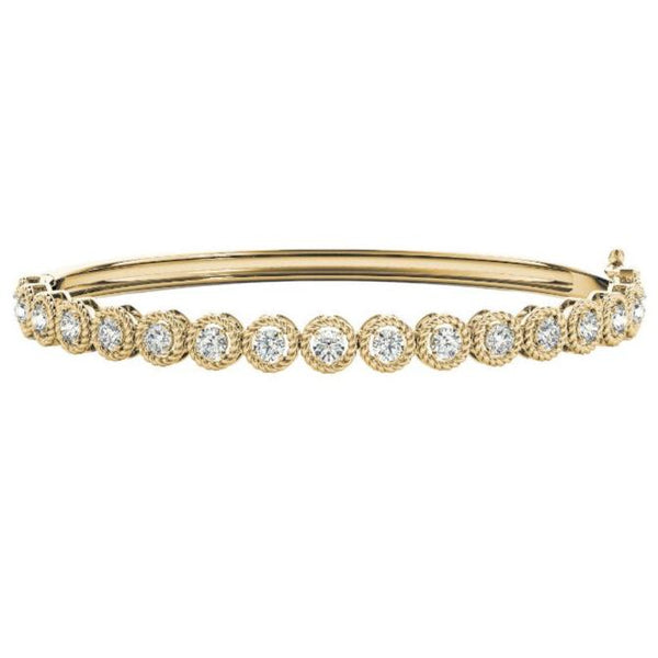 Round Diamond Twisted Knot Bezel Bangle