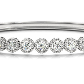 Round Diamond Twisted Knot Bezel Bangle