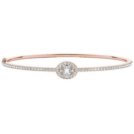 Oval Diamond Halo Pavé Bangle