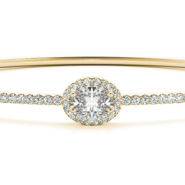 Oval Diamond Halo Pavé Bangle