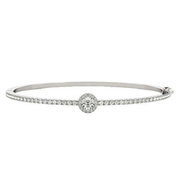 Round Halo Diamond Pavé Bangle