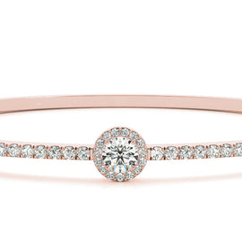 Round Halo Diamond Pavé Bangle