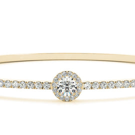 Round Halo Diamond Pavé Bangle