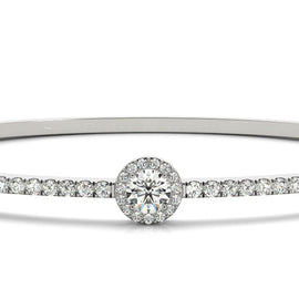 Round Halo Diamond Pavé Bangle