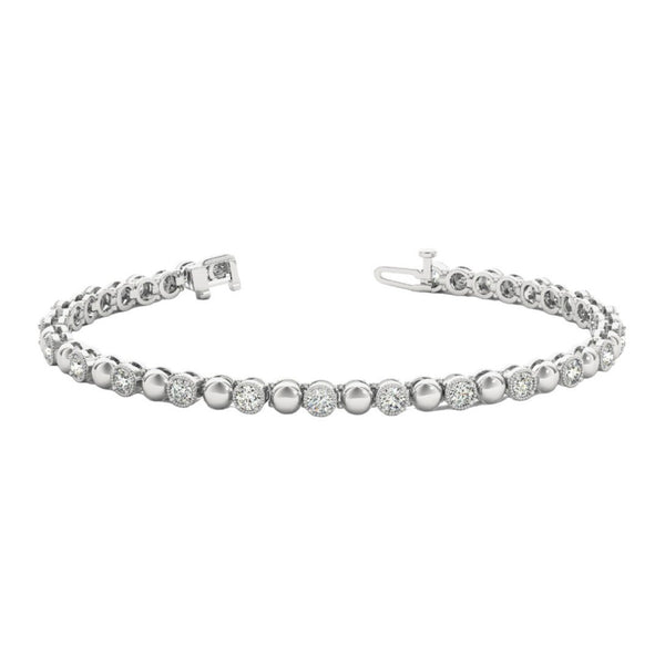 Round Diamond Bead Link Bracelet