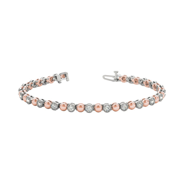 Round Diamond Bead Link Bracelet