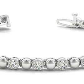 Round Diamond Bead Link Bracelet