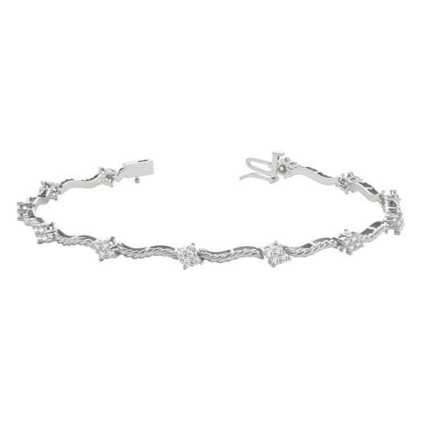 Twisted Round Diamond Cluster Bracelet