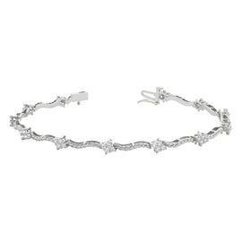 Twisted Round Diamond Cluster Bracelet