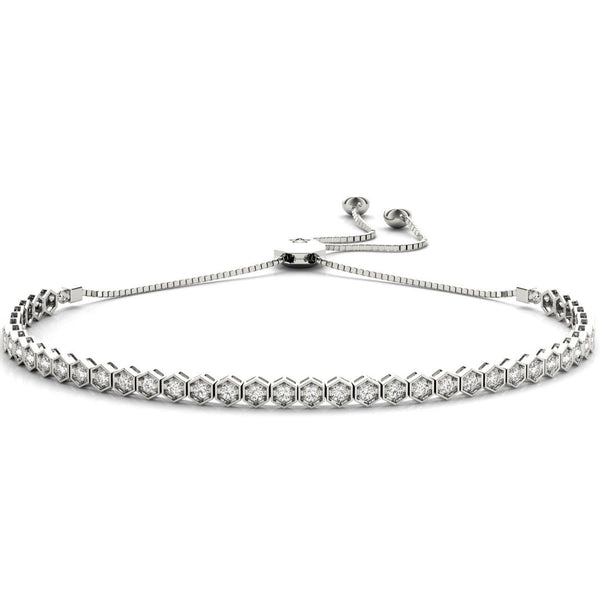 Round Diamond Hexagon Bezel Slider Bracelet