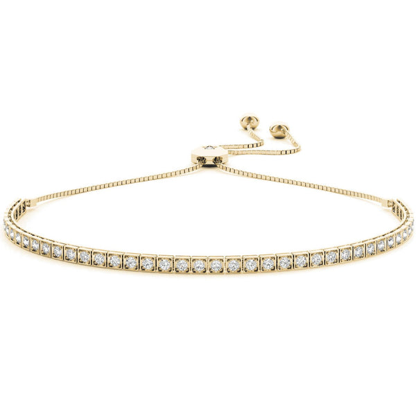 Round Diamond Square Bezel Slider Bracelet