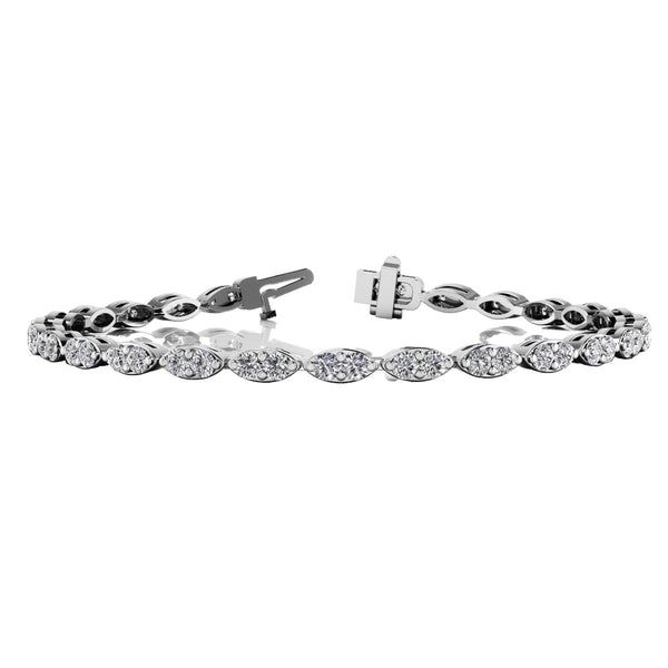 Round Diamond Oval Link Bracelet