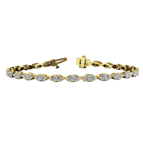 Round Diamond Oval Link Bracelet