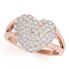 Multi-Row Heart Cluster Diamond Ring