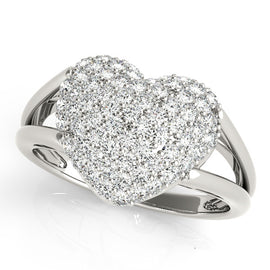 Multi-Row Heart Cluster Diamond Ring