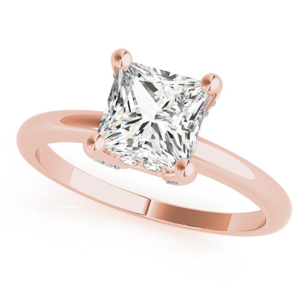 Princess Solitaire Hidden Halo Engagement Ring