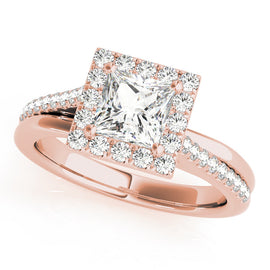 Princess Halo Pavé Engagement Ring