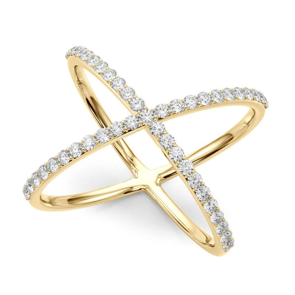 Open Cross Pavé Diamond Ring